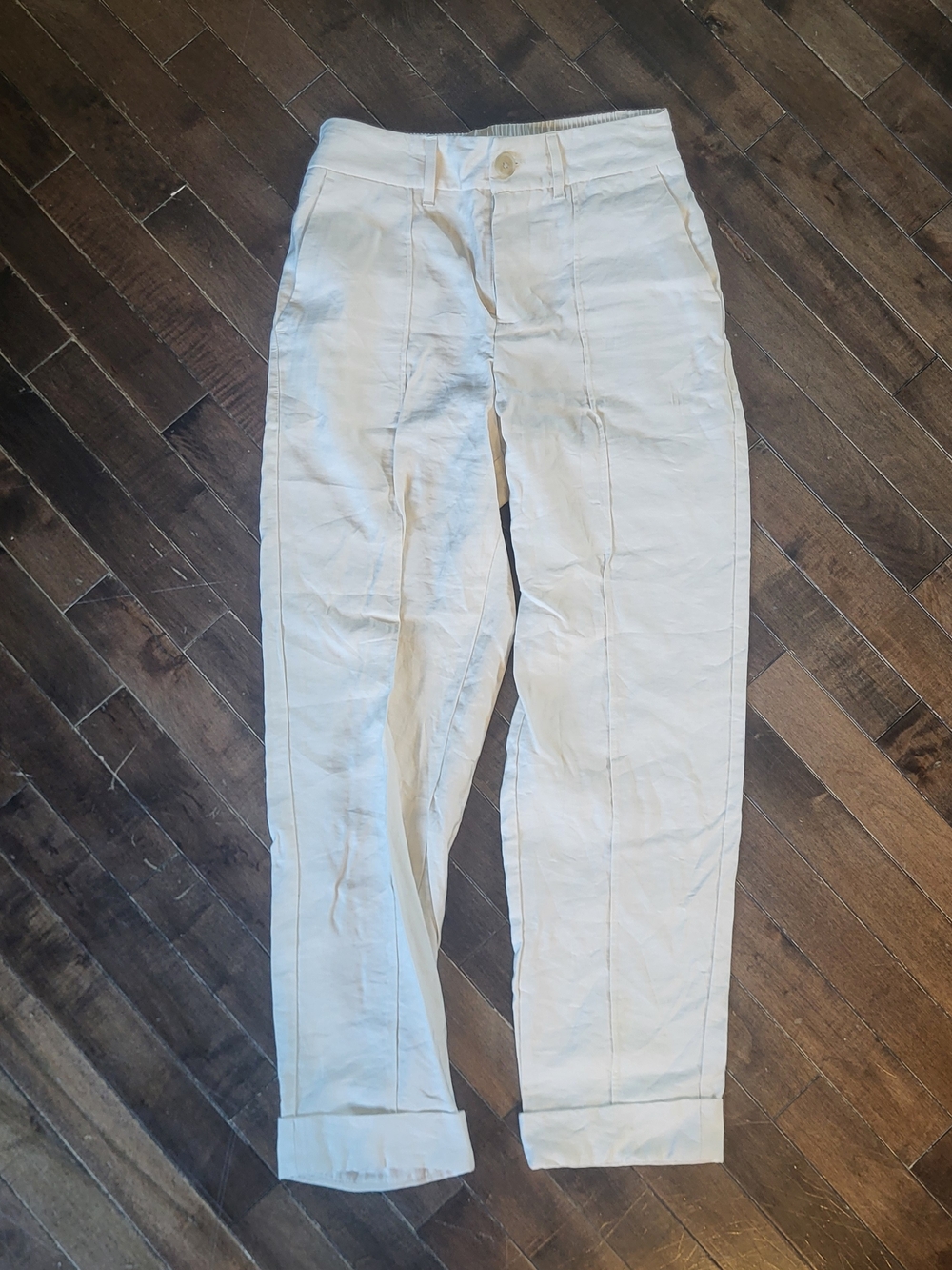a new day White Straight-Leg Linen-Blend Pants